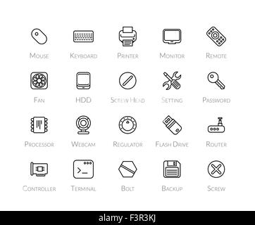 Outline icons thin flat design, modern line stroke style Stock Vector