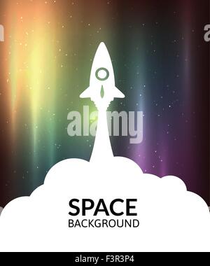 Yellow rocket and white cloud, icon in flat style, vector illustration Stock Vector