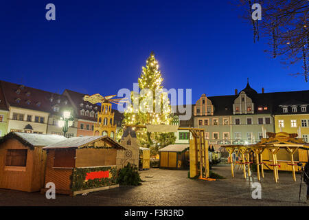 Christmas market on Marktplatz. Weimar, Thuringia, Germany Stock Photo