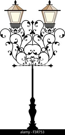 Wrought Iron Street Lamp Post Vector Art Stock Vector