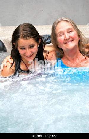 Family in Hot Tub Stock Photo - Alamy