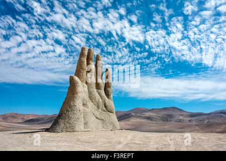 Hand Sculpture, the symbol of Atacama Desert in Chile Stock Photo