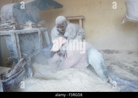 Workers produce cassava, Burundi, Africa Stock Photo