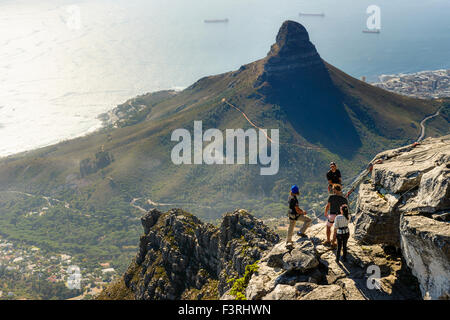 Rappelling on Table mountain, Cape Town, South Africa Stock Photo