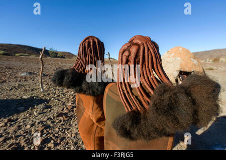 Girls of Himba tribe in Kaokoland, Namibia, Africa Stock Photo