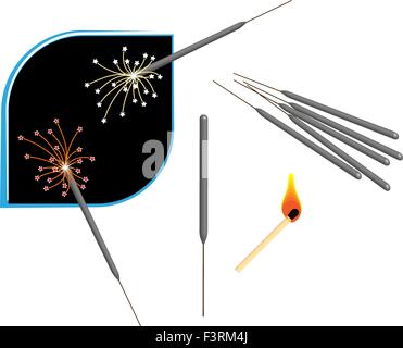 Fire Works Sparkle, Match Stick Vector Art Stock Vector