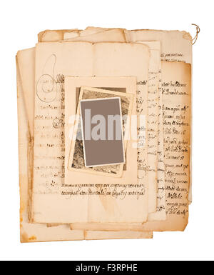 Letters and pictures with clipping path isolated on white Stock Photo