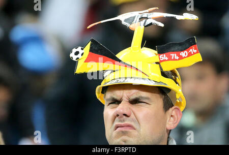 Leipzig, Germany. 11th Oct, 2015. Germany's fans watch the European Championship qualification soccer match between Germany and Georgia at Red Bull Arena in Leipzig, Germany, 11 October 2015. Photo: Jan Woitas/dpa/Alamy Live News Stock Photo