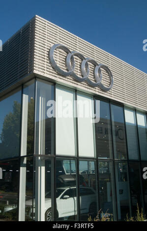 audi dealer dealership showroom car cars new Volkswagen prestige premium brand german Stock Photo