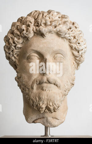 Rome. Italy.  Portrait of Roman Emperor Marcus Aurelius (121-180 AD). Palazzo Massimo alle Terme. Museo Nazionale Romano. Stock Photo