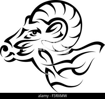 Tattoo Ram Design Vector Art Stock Vector