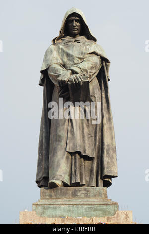 Bronze statue of philosopher Giordano Bruno. Stock Photo