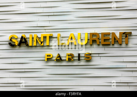 Saint Laurent Paris store overhead sign on Rodeo Drive in Beverly Hills California Stock Photo