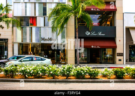 Max Mara and Loro Piana stores on Rodeo Drive in Beverly Hills California Stock Photo