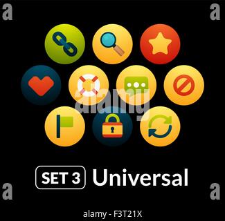 Flat icons vector set 3 - universal collection Stock Vector