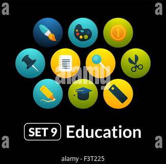 Flat icons vector set 9 - education collection Stock Vector