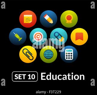 Flat icons vector set 10 - education collection Stock Vector