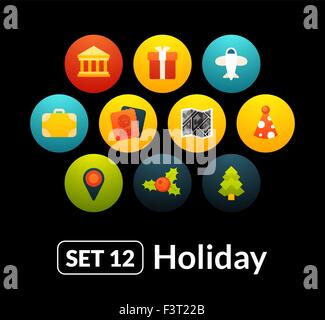 Flat icons vector set 12 - holiday collection Stock Vector