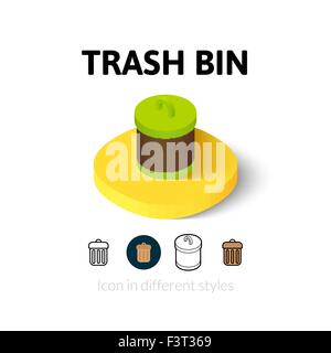 Trash bin icon in different style Stock Vector