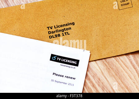 TV License renew renewal licensing bill billing letter UK England Stock Photo