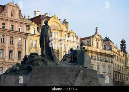 The Jan Hus Memorial, Old Town Square, Prague, Czech Republic Stock Photo