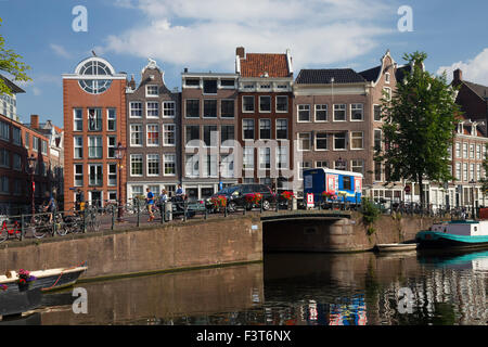 Historic houses on the corner of Bloemgracht and Prinsengracht Amsterdam Netherlands Stock Photo