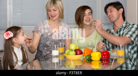 Breakfast of multiethnic family Stock Photo