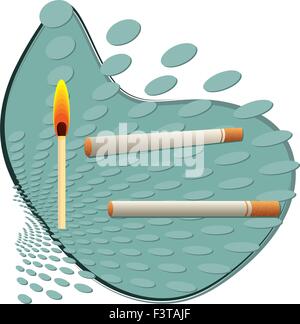 Cigarette and Matchstick Vector Art Stock Vector