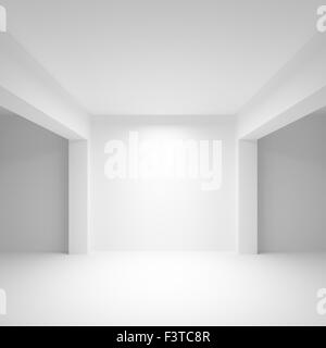 Abstract white empty interior background with soft illumination, 3d illustration, frontal view Stock Photo