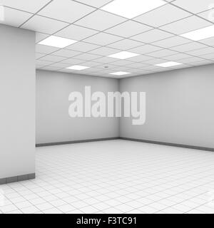 Abstract modern white office interior with columns. 3d render illustration Stock Photo