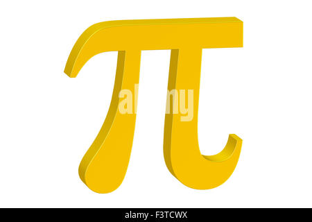 Pi golden sign isolated on white background Stock Photo