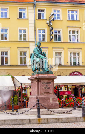 Alexander Fredro monument in the Old Town, Wroclaw, Poland Stock Photo