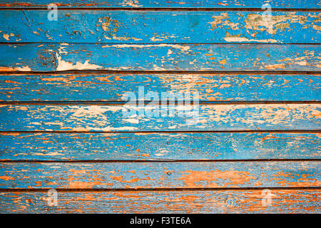 Painted Plain Navy Blue and Brown Rustic Wood Board Background. Blank Room or Space area  for copy, text,  your words, above . T Stock Photo