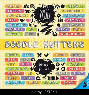 Hand Drawn Sketchy Doodle Buttons Set Stock Vector