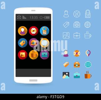 Buttons,  and icons for interface Stock Vector
