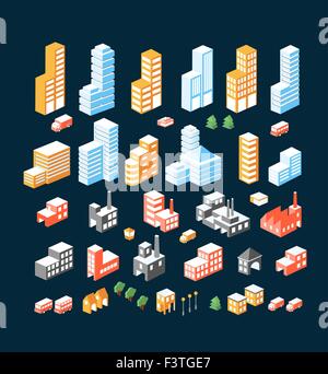 Vector isometric buildings set Stock Vector Image & Art - Alamy