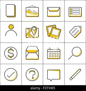 Set of Thin Line Colored Icons for Web and Mobile Stock Vector