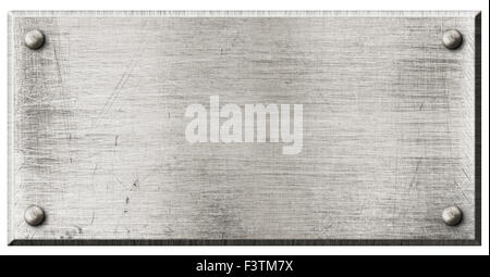 rough steel metal plate with rivets isolated Stock Photo