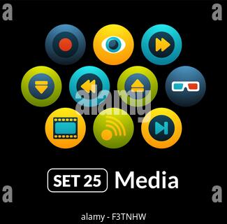 Flat icons vector set 25 - media collection Stock Vector