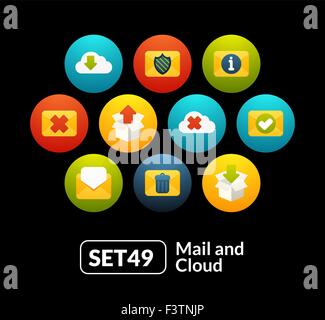Flat icons set 49 - mail and cloud collection Stock Vector