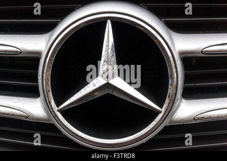 Detail of Mercedes Benz car sign badge Stock Photo