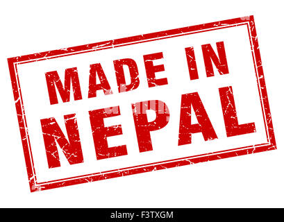 Nepal red square grunge made in stamp Stock Photo