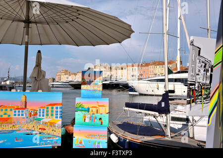 In the port of Saint-Tropez, Southern France, French Alps, France Stock Photo