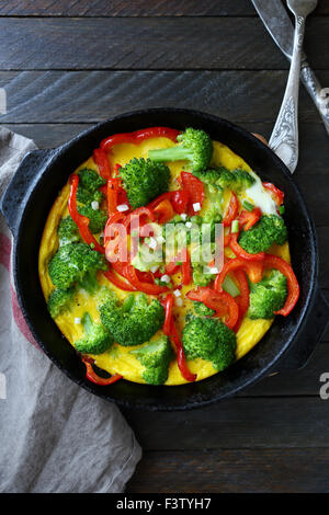 frittata with vegetables in pan, food Stock Photo