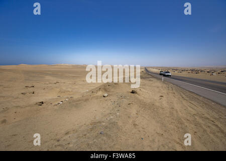 Road in desert, Peru Panamericana Stock Photo