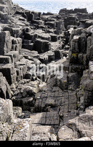 Geology at Neist Point on the Isle of Skye. Square block of rocks. Stock Photo