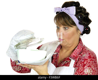 Frumpy Cooking Housewife Stock Photo