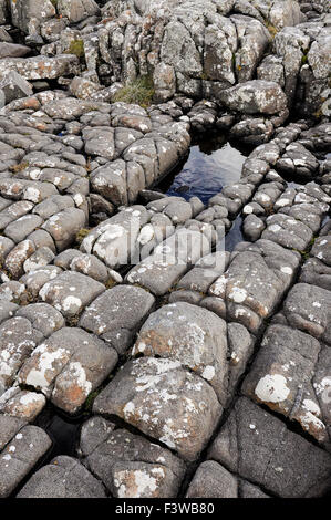 Geology at Neist Point on the Isle of Skye. Square block of rocks. Stock Photo