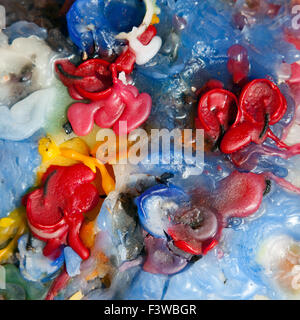 colorful burnt down candles Stock Photo