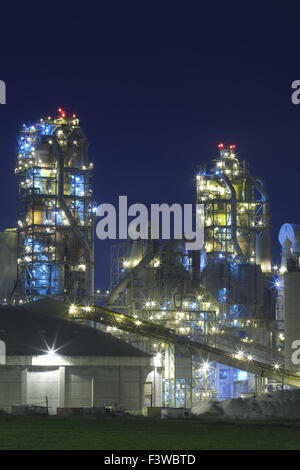 Factory / Chemical Plant At Night Stock Photo